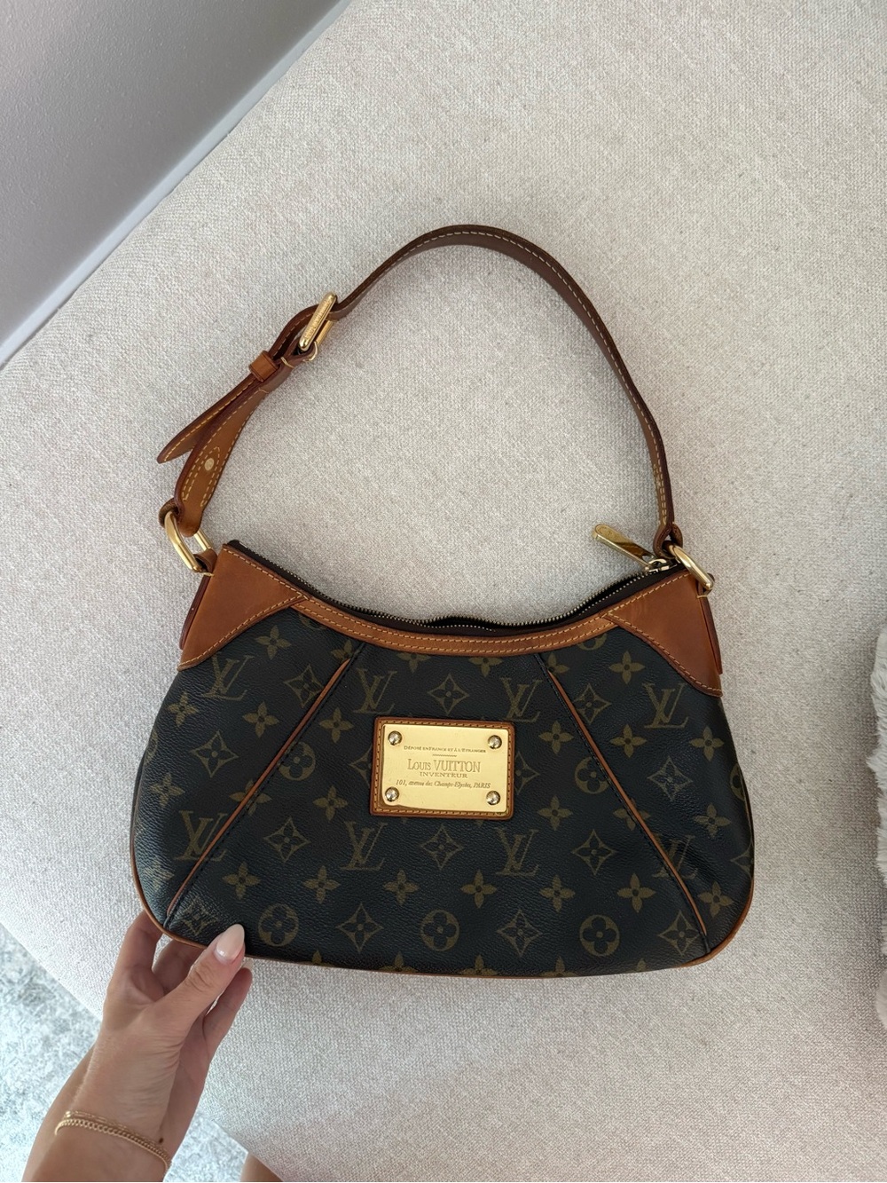 Authentic Louis Vuitton Brown and Gold Monogram Hobo Bag